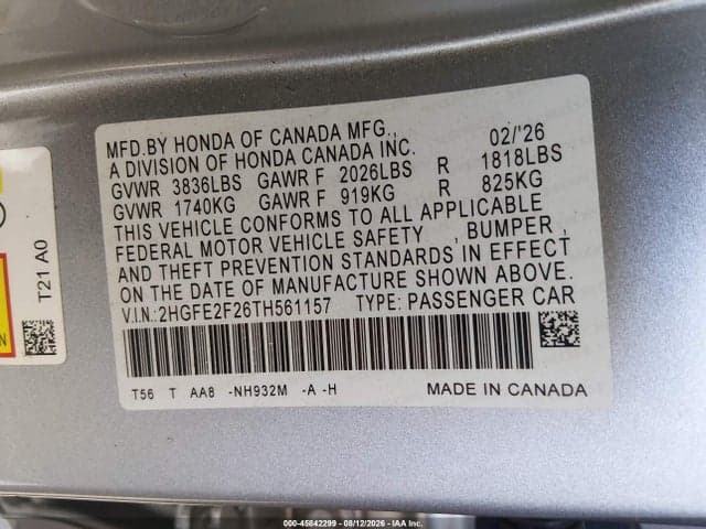 2026 HONDA CIVIC LX 9