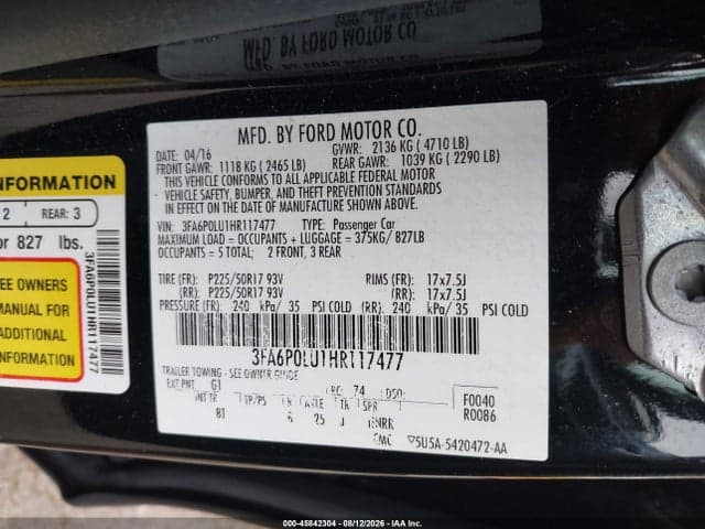 2017 FORD FUSION HYBRID SE 9