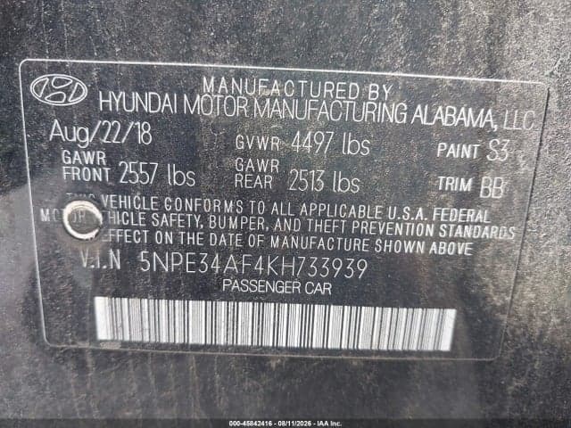 2019 HYUNDAI SONATA SEL 9