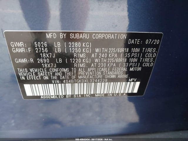2020 SUBARU OUTBACK ONYX EDITION XT 9