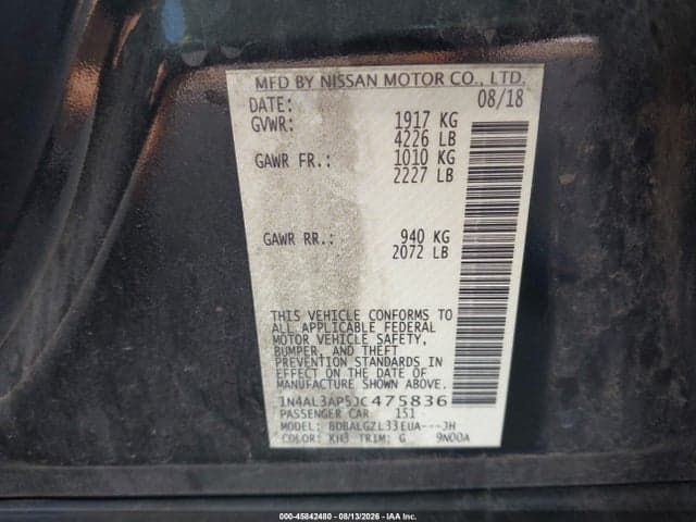 2018 NISSAN ALTIMA 2.5 S 9