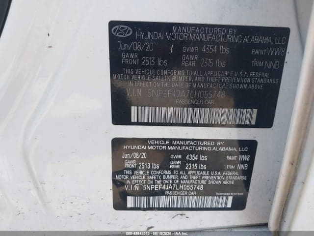 2020 HYUNDAI SONATA SEL 9