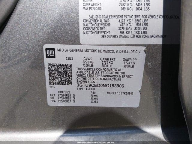 2022 GMC SIERRA 1500 LIMITED 4WD SHORT BOX ELEVATION 9