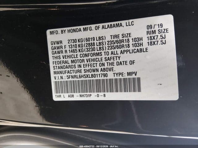 2020 HONDA ODYSSEY EX 9