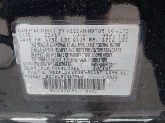 2019 NISSAN VERSA 1.6 SV 9