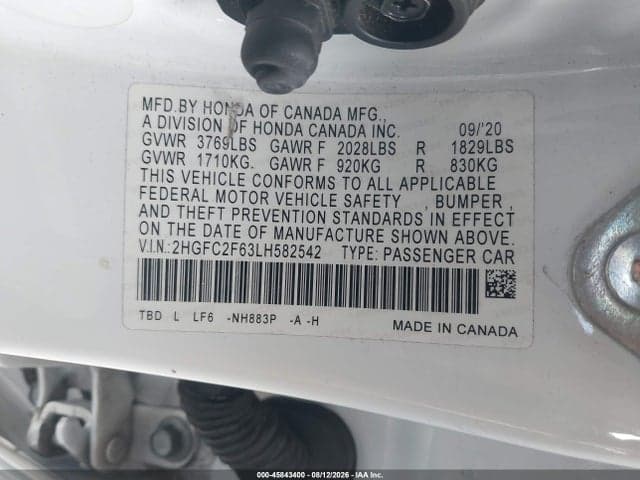 2020 HONDA CIVIC LX 9
