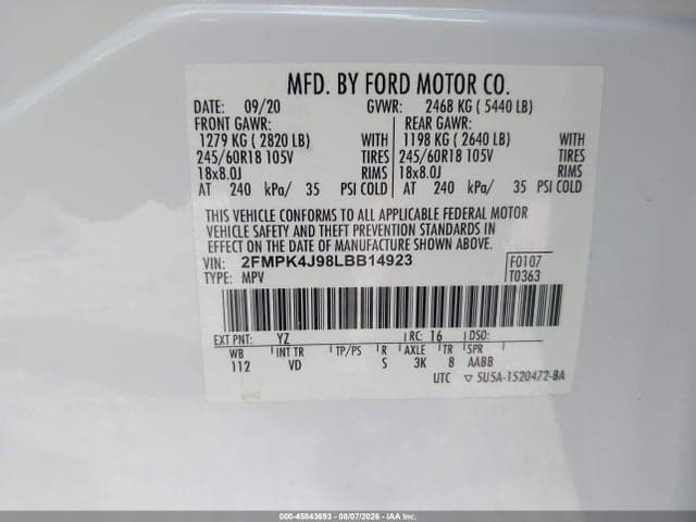 2020 FORD EDGE SEL 9
