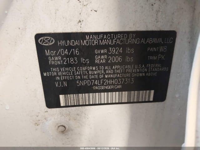 2017 HYUNDAI ELANTRA SE 9