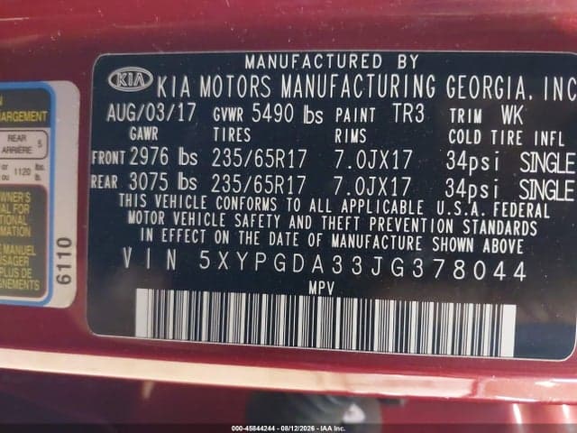 2018 KIA SORENTO 2.4L LX 9