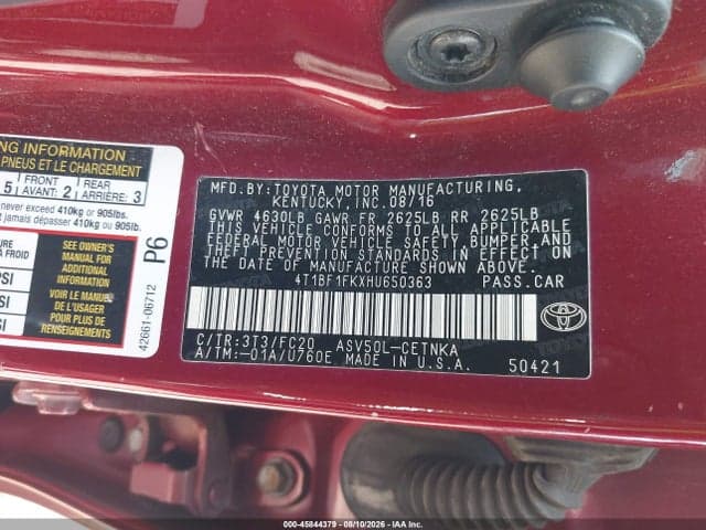 2017 TOYOTA CAMRY LE 9