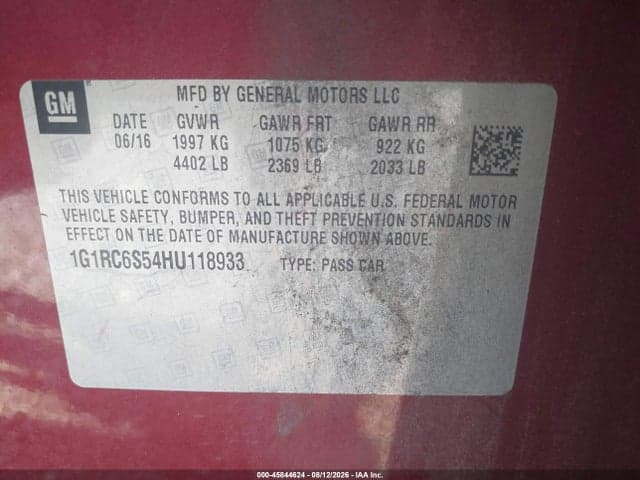 2017 CHEVROLET VOLT LT 9