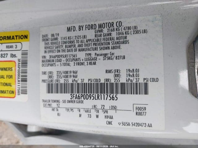 2020 FORD FUSION TITANIUM 9