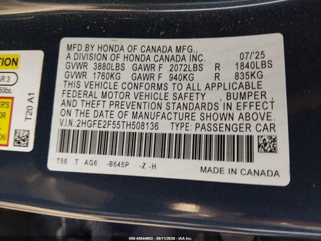 2026 HONDA CIVIC SPORT 9