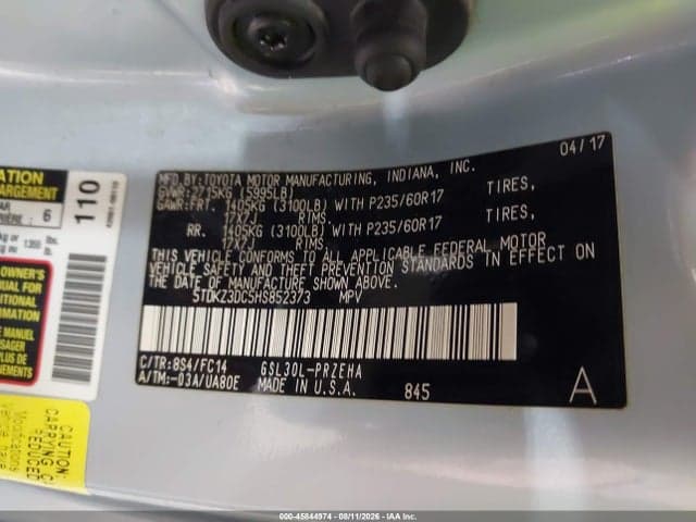 2017 TOYOTA SIENNA LE 8 PASSENGER 9