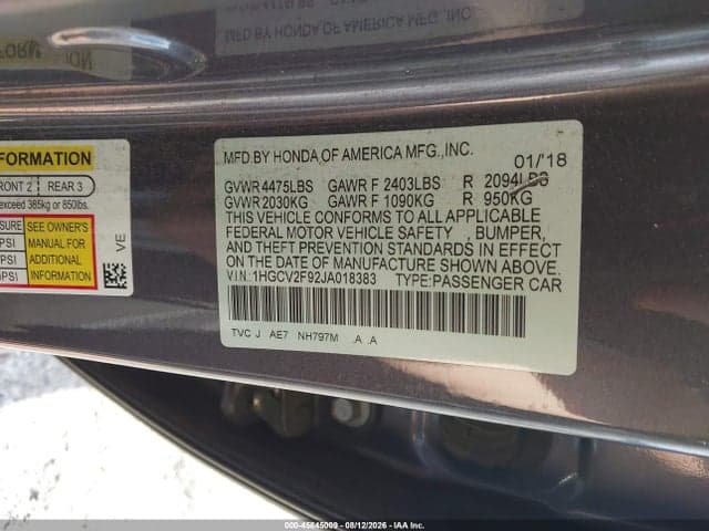 2018 HONDA ACCORD TOURING 2.0T 9