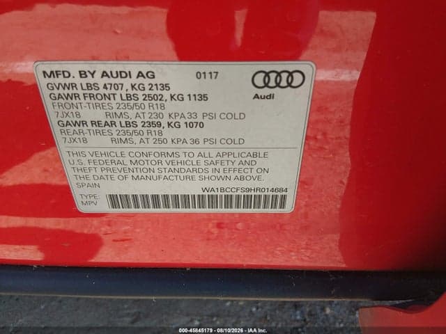 2017 AUDI Q3 2.0T PREMIUM 9