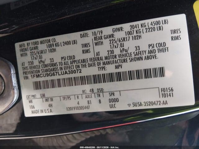 2020 FORD ESCAPE SE 9