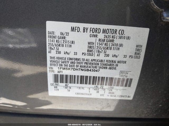 2022 FORD EXPLORER XLT 9