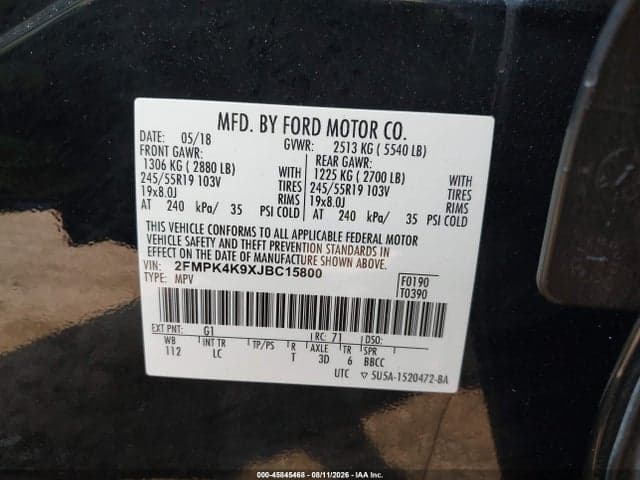 2018 FORD EDGE TITANIUM 9