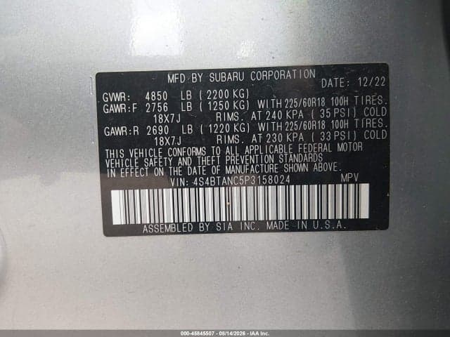 2023 SUBARU OUTBACK LIMITED 9