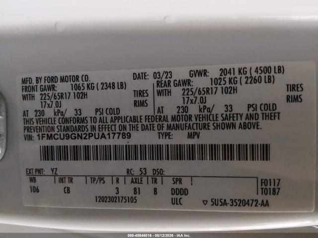 2023 FORD ESCAPE ACTIVE 9