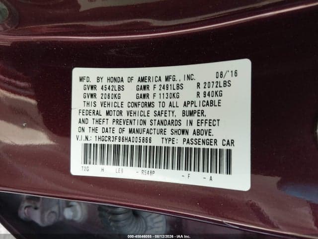 2017 HONDA ACCORD TOURING V6 9
