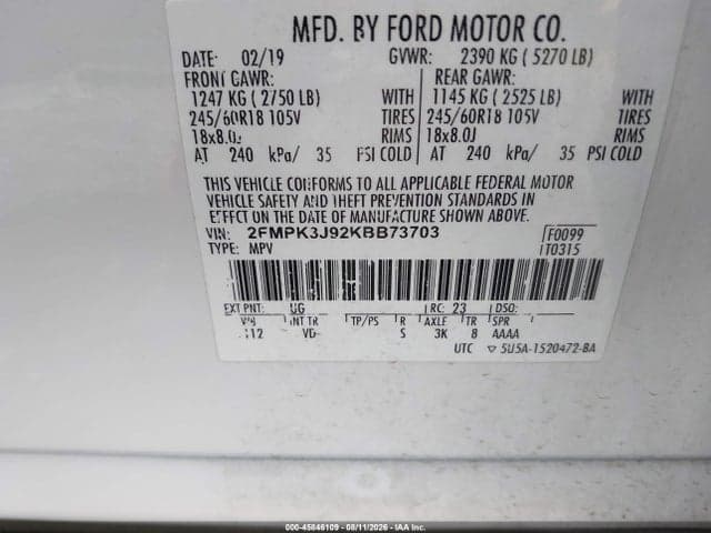 2019 FORD EDGE SEL 9