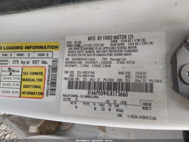 2020 FORD FUSION TITANIUM 9