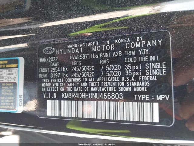 2022 HYUNDAI PALISADE SEL 9