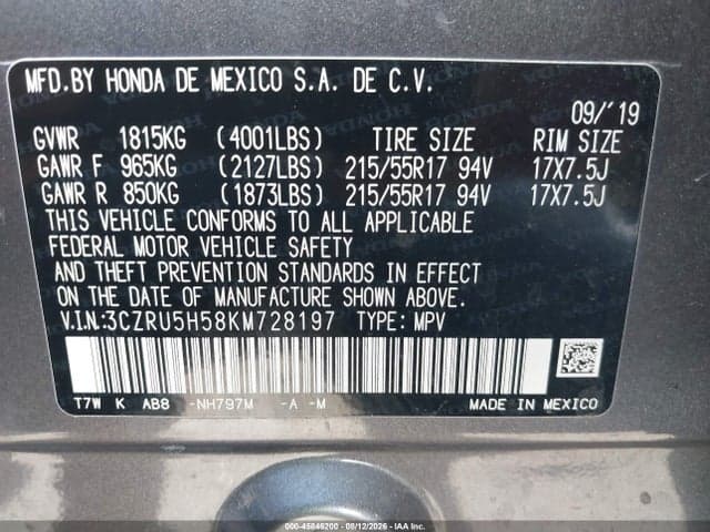 2019 HONDA HR-V EX 9