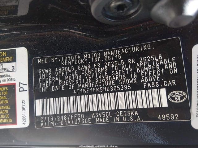 2017 TOYOTA CAMRY SE 9
