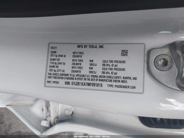 2021 TESLA MODEL 3 STANDARD RANGE PLUS REAR-WHEEL DRIVE 9