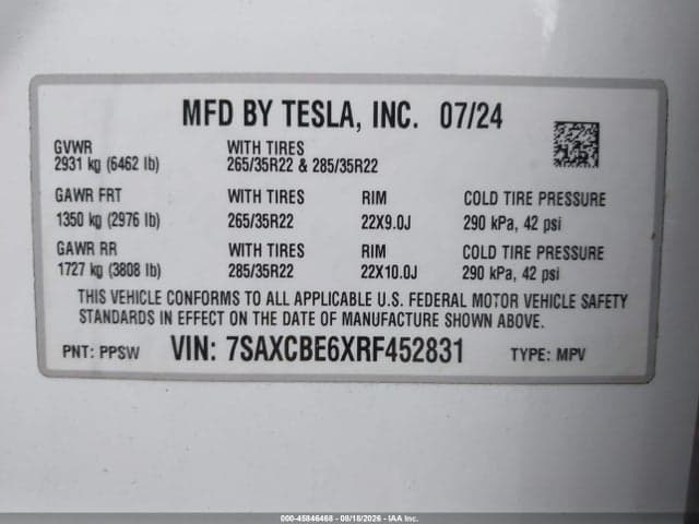 2024 TESLA MODEL X PLAID TRI MOTOR ALL-WHEEL DRIVE 9