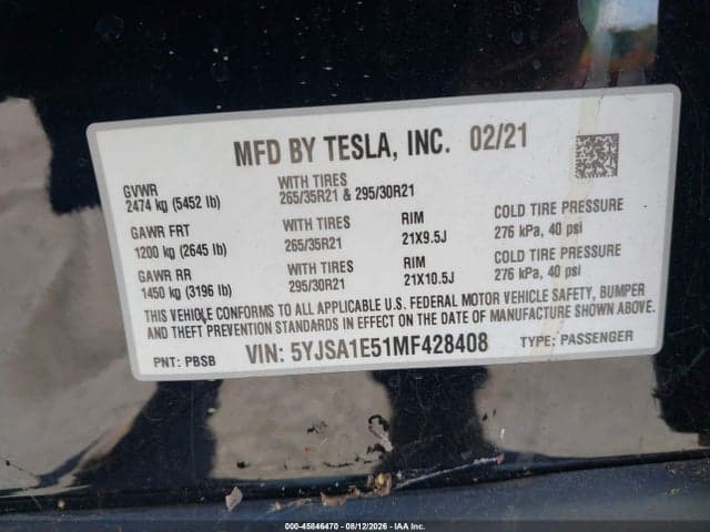 2021 TESLA MODEL S LONG RANGE DUAL MOTOR ALL-WHEEL DRIVE 9