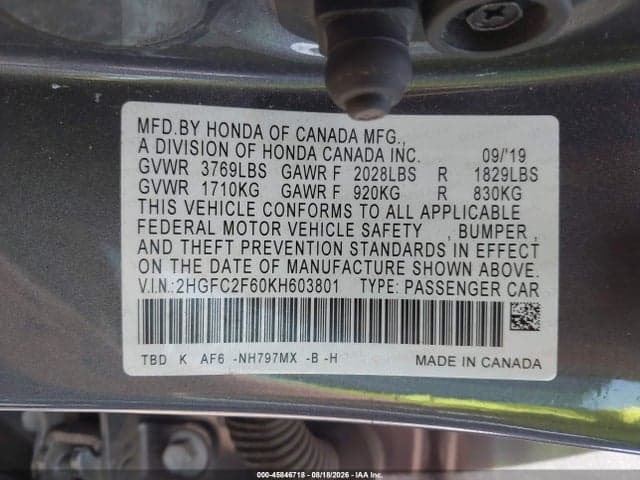 2019 HONDA CIVIC LX 9