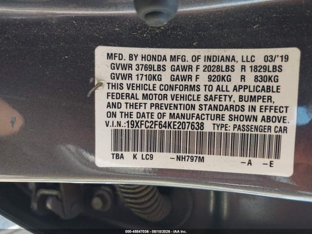 2019 HONDA CIVIC LX 7