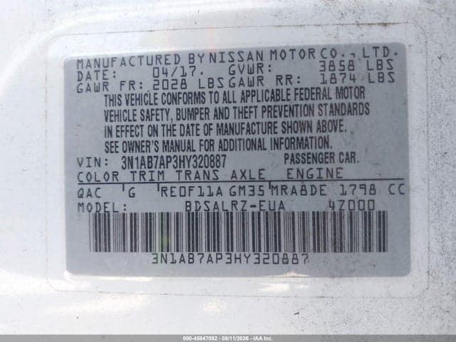 2017 NISSAN SENTRA SR 9