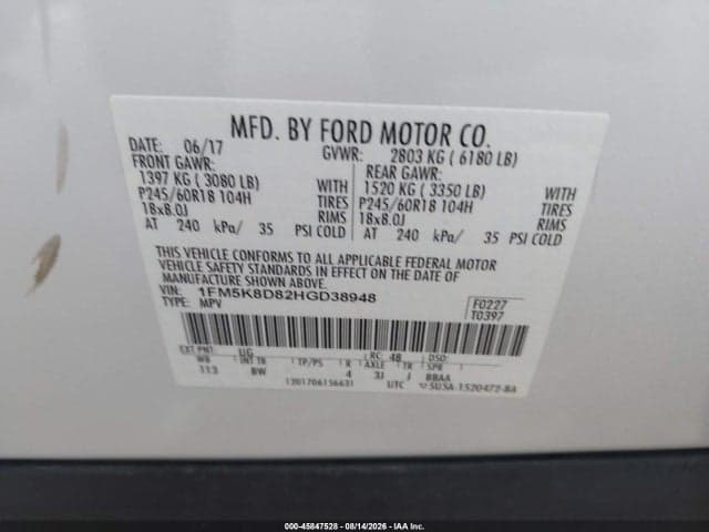 2017 FORD EXPLORER XLT 9