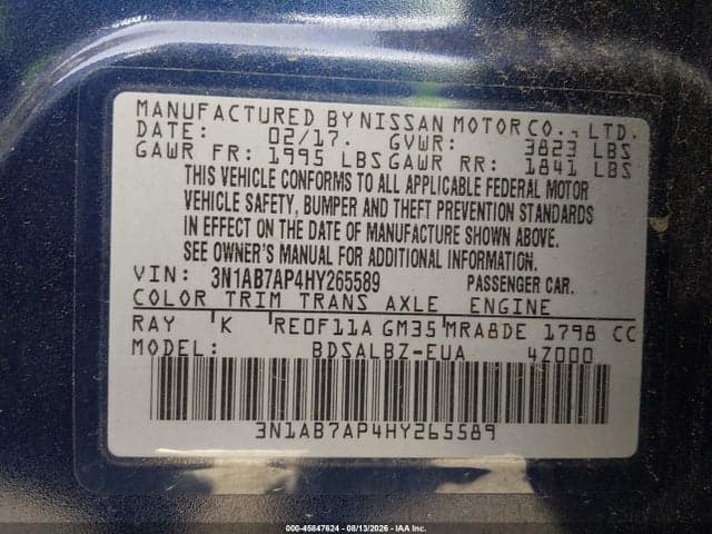 2017 NISSAN SENTRA S 9