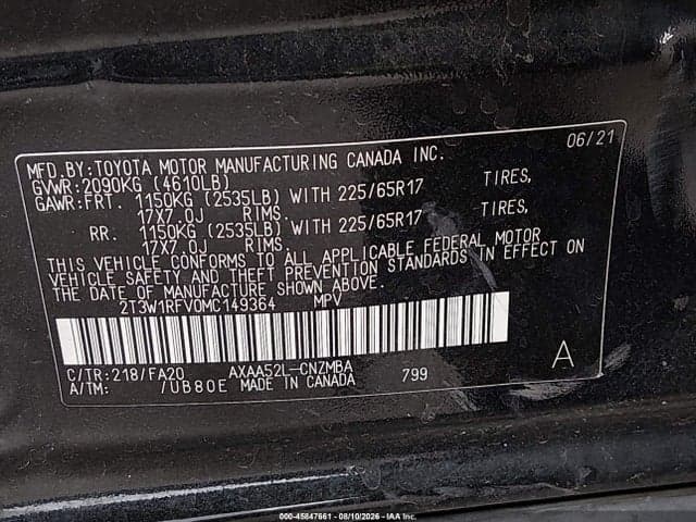 2021 TOYOTA RAV4 XLE 9