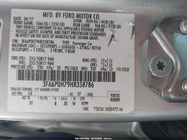 2017 FORD FUSION SE 8