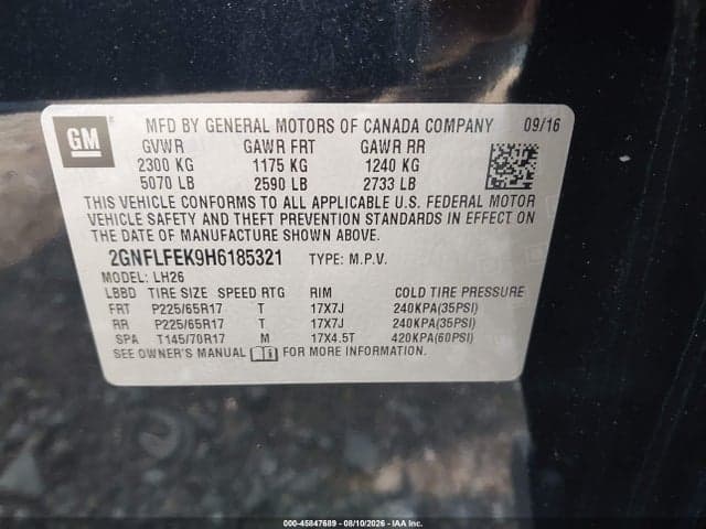 2017 CHEVROLET EQUINOX LT 9