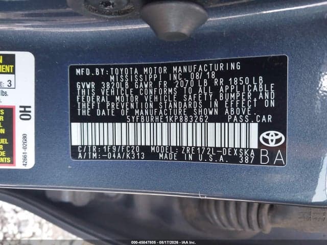 2019 TOYOTA COROLLA SE 9