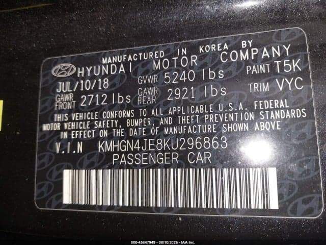 2019 GENESIS G80 3.8 9
