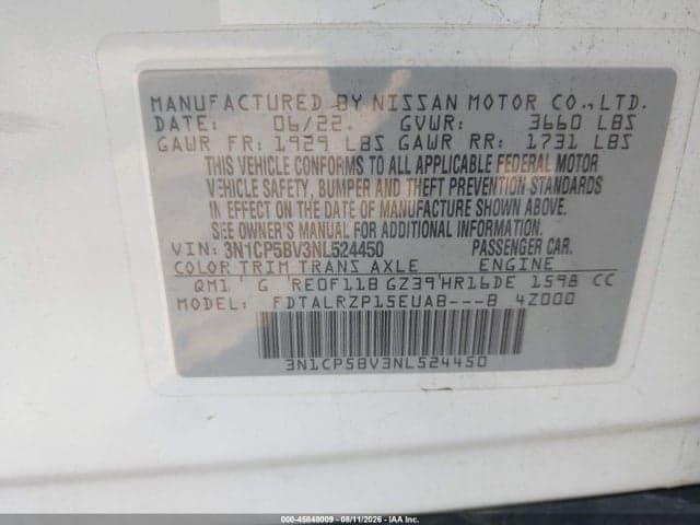 2022 NISSAN KICKS S XTRONIC CVT 9