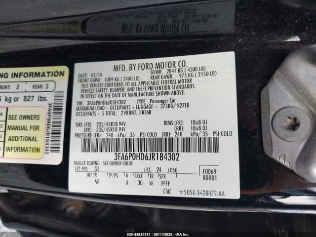 2018 FORD FUSION SE 9