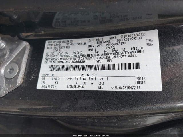 2018 FORD ESCAPE SE 9