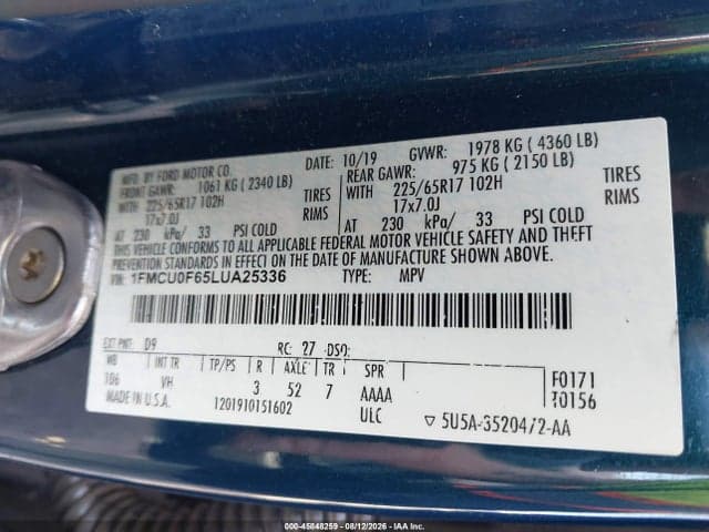 2020 FORD ESCAPE S 9