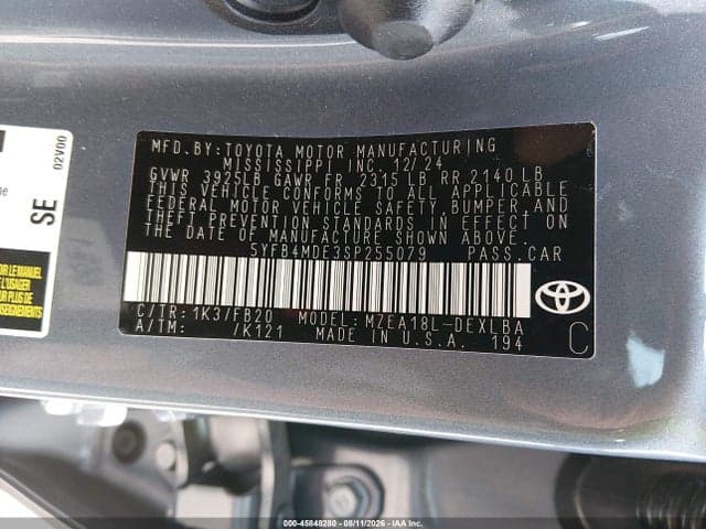 2025 TOYOTA COROLLA LE 9