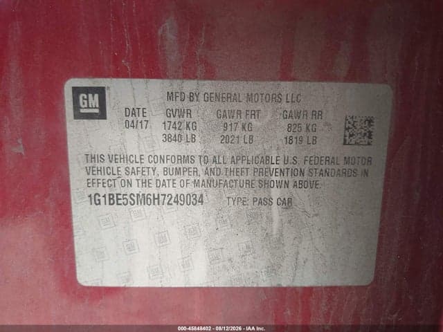 2017 CHEVROLET CRUZE LT AUTO 9